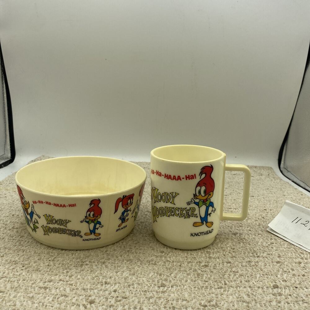 VINTAGE WALTER LANTZ~ WOODY WOODPECKER~MUG AND BOWL SET